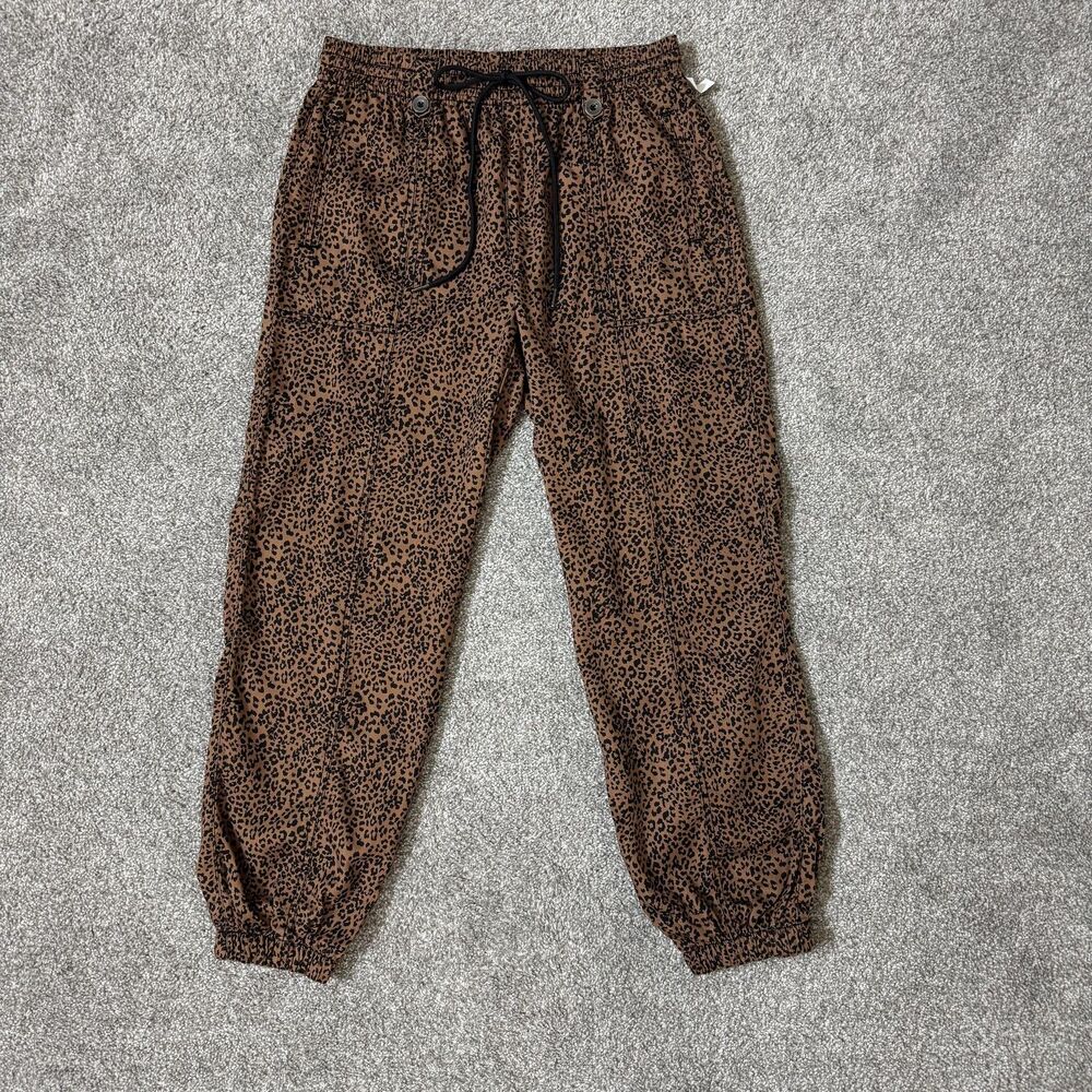 Knox Rose Pants Womens Small Brown Leopard Lyocell Jogger Elastic Pockets Animal